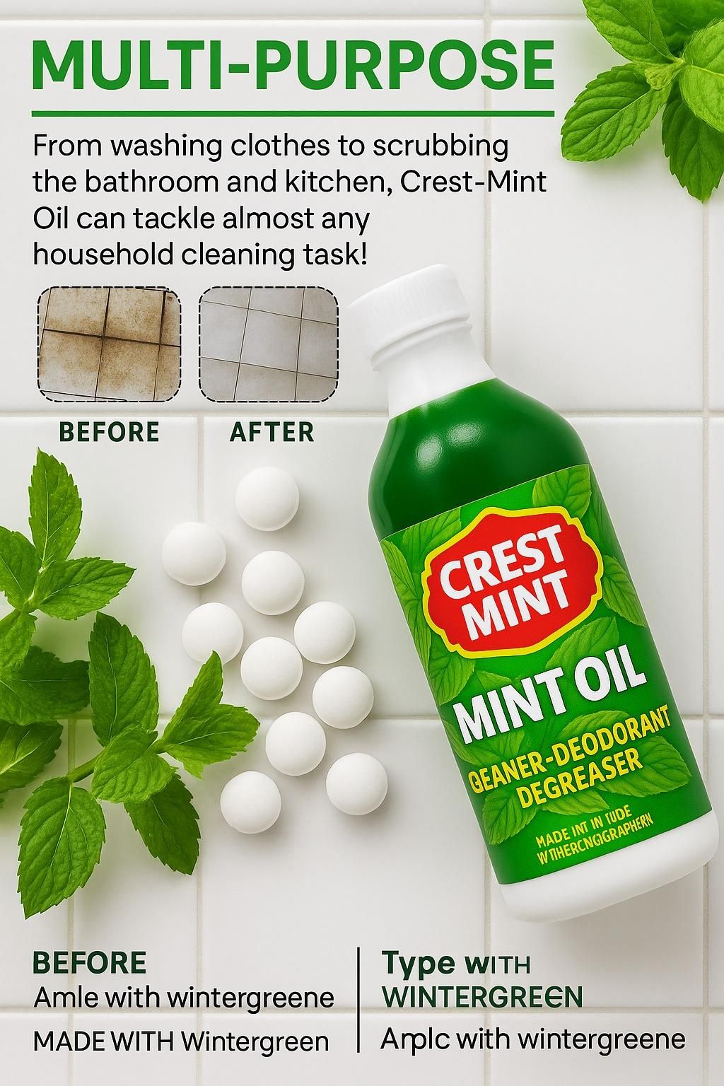 Crest-O-Mint Oil Multi-Purpose Cleaner Degreaser Deodorant 100ml Each (Pak of 2)