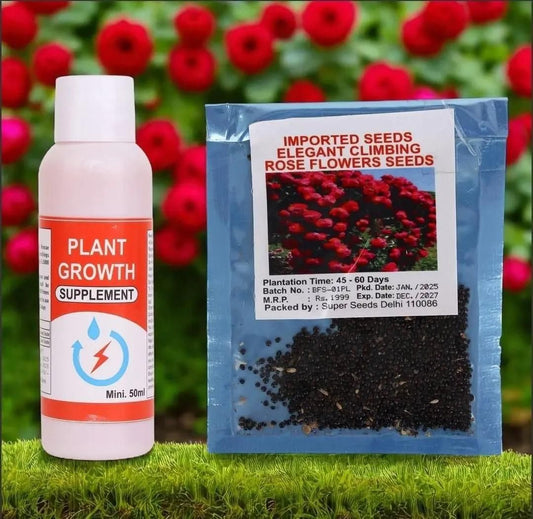 Plant Growth Serum + Rose Seeds Pack of 2 - ( 2 Rose Seeds + 1 Plant Growth Serum)